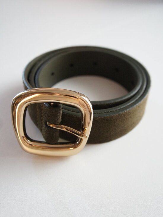 Madewell Dark Green Suede Gold Sculptural Buckle Bely Size XS BRAND NEW main image 4